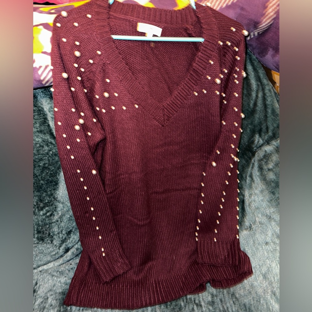 Boutique brand sweater! Wore for Christmas pictures, had pearl details on sleeve